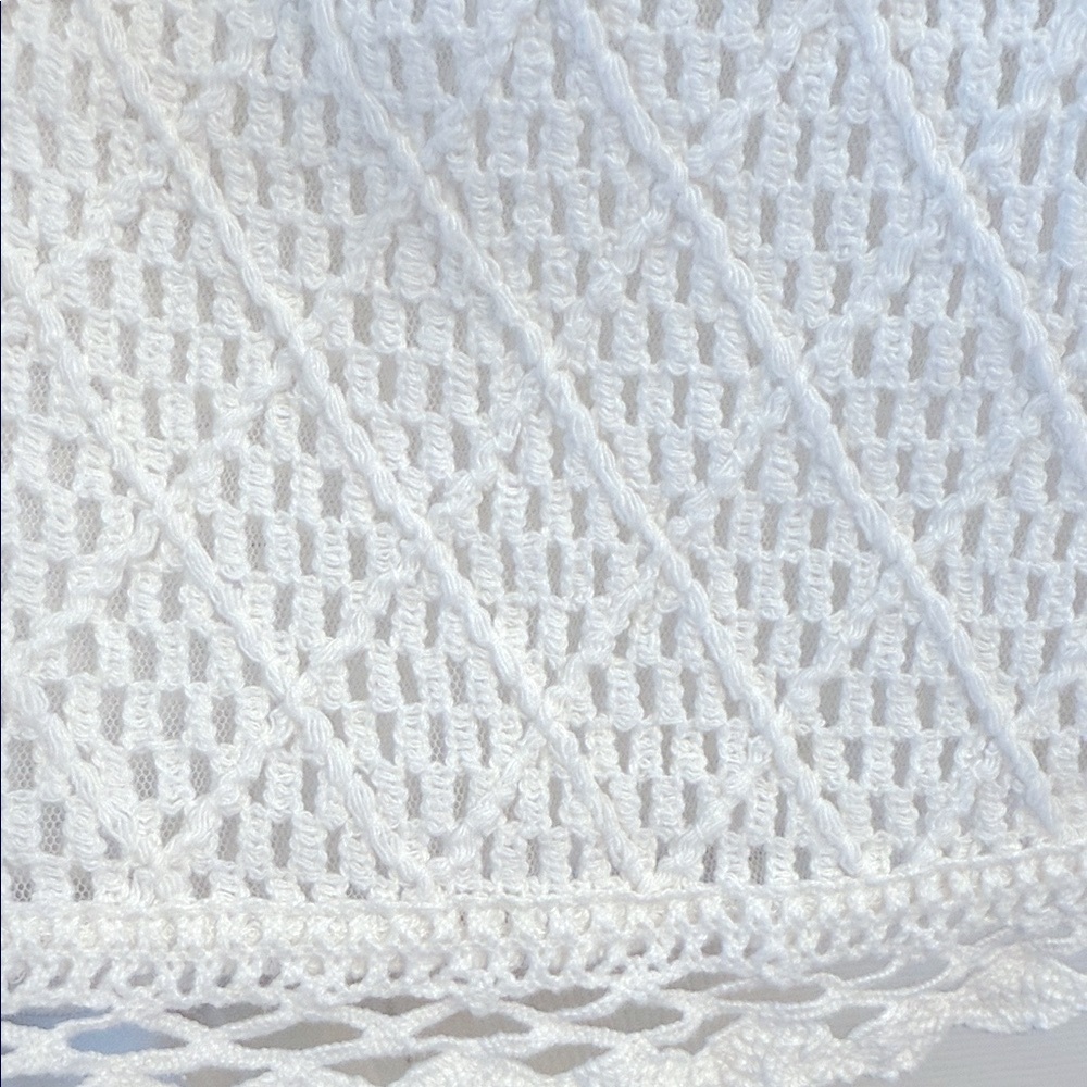 Jennifer & Grace White Eyelet Crochet Lace Mesh Flutter Sleeve Blouse Medium - Picture 7 of 13